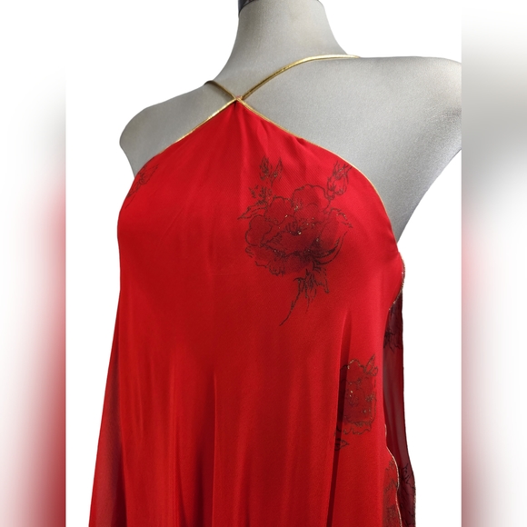 GORGEOUS RED GOWN maxi DRESS with embellished roses 🌹 - Picture 9 of 10